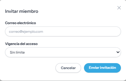 Invitar miembro por correo