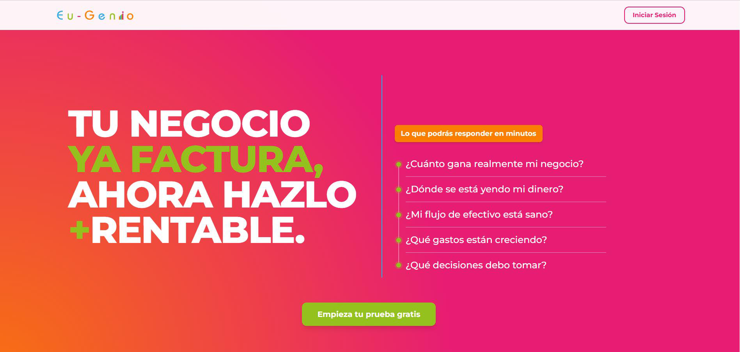 Pantalla de inicio de Eu-Genio