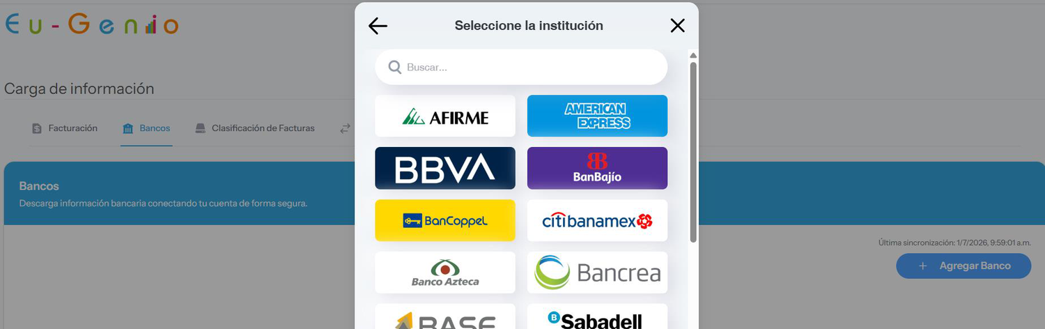 Selección de institución bancaria